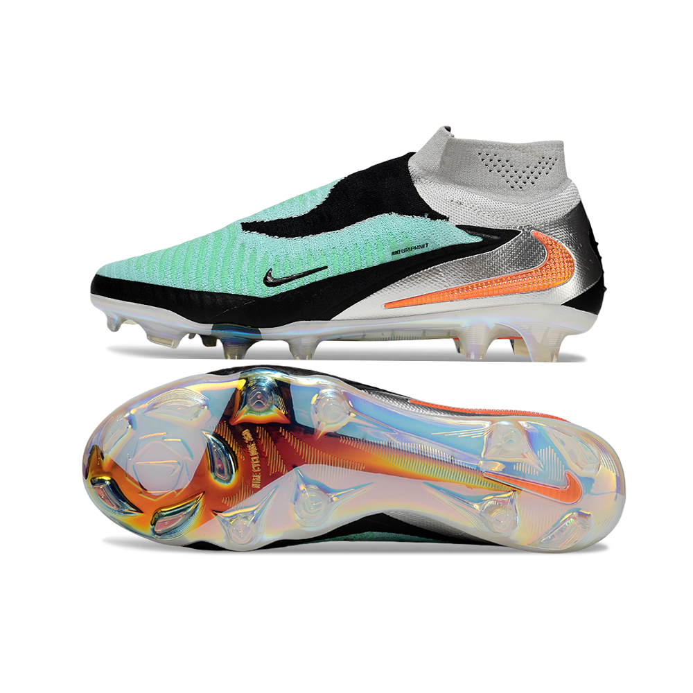 Chuteira Campo Nike Phantom GX 6 Elite FG Verde, Preto, Prata e Laranja