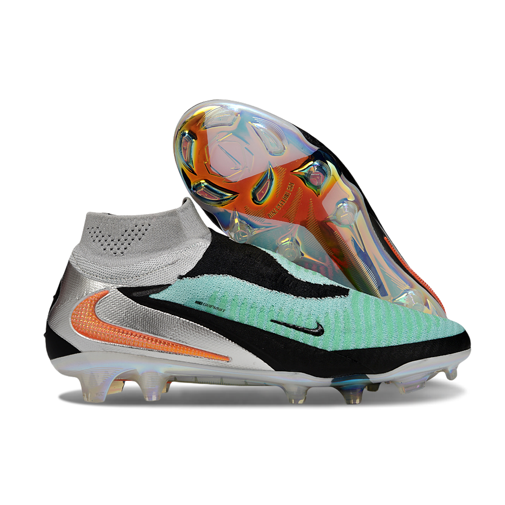 Chuteira Campo Nike Phantom GX 6 Elite FG Verde, Preto, Prata e Laranja