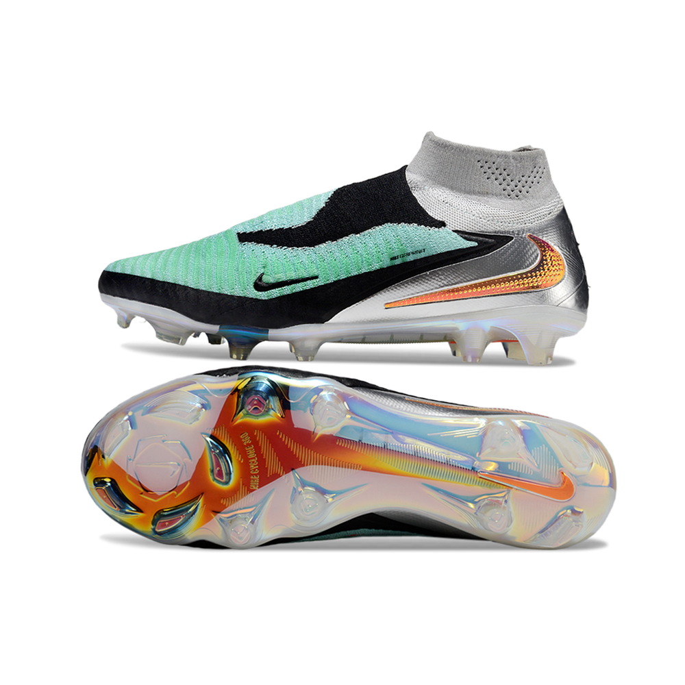 Chuteira Campo Nike Phantom GX 6 Elite FG Verde, Preto, Prata e Laranja