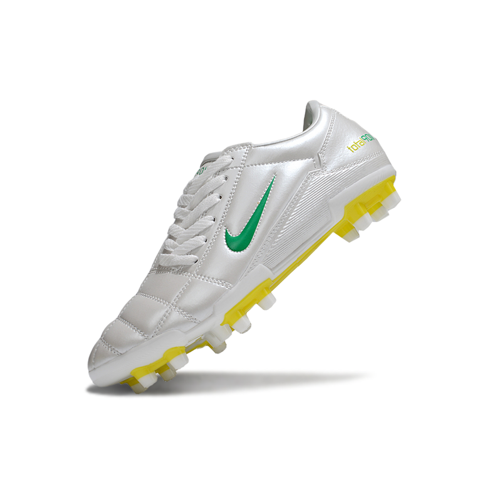Chuteira Campo Nike Total 90 FG Branco, Amarelo e Verde