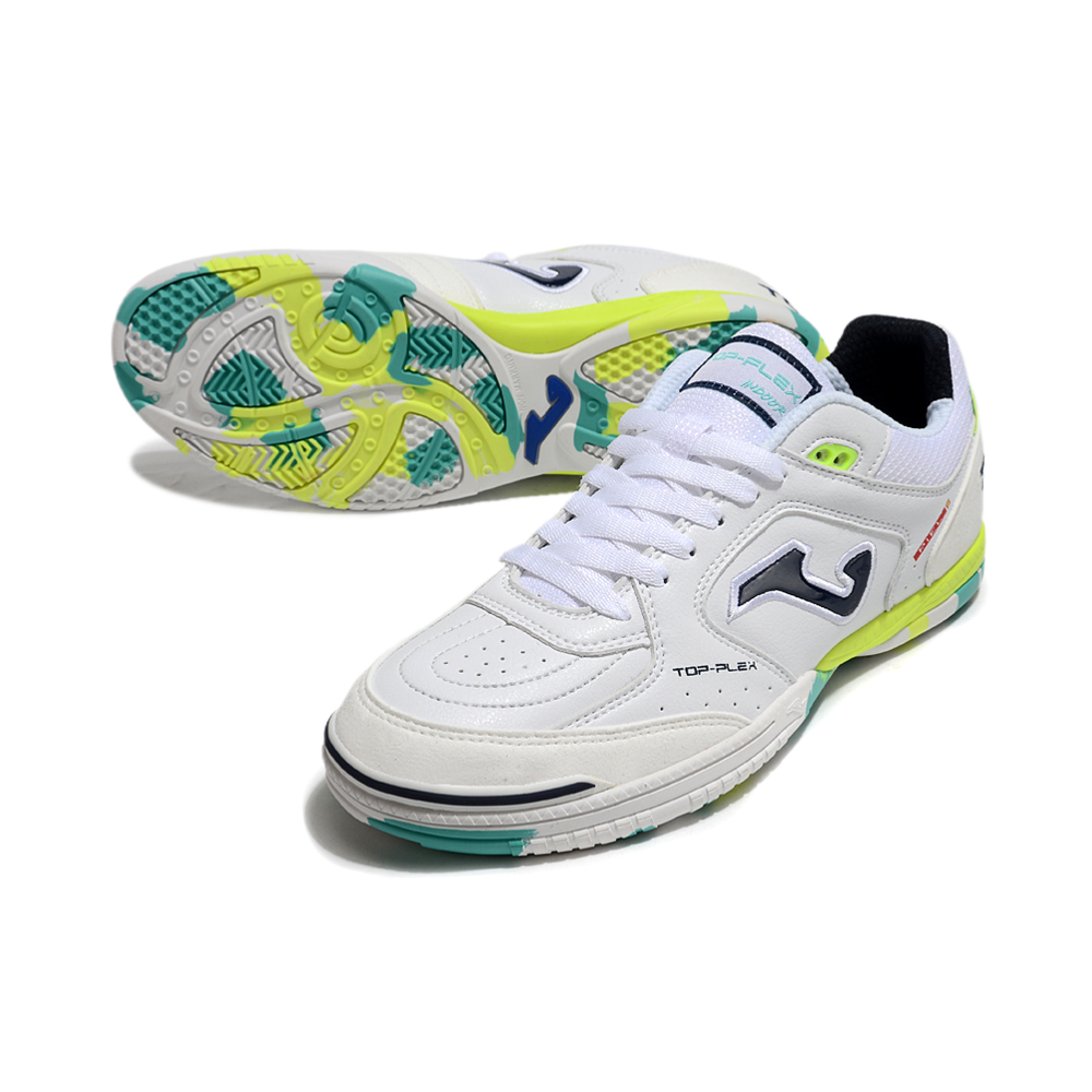 Chuteira Futsal Joma Top Flex Rebound IC Branca, Amarelo e Azul