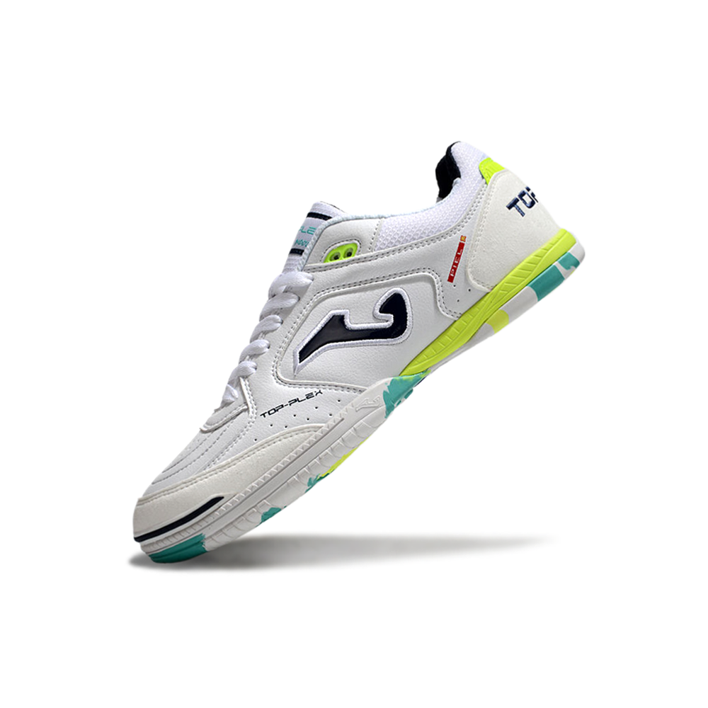 Chuteira Futsal Joma Top Flex Rebound IC Branca, Amarelo e Azul