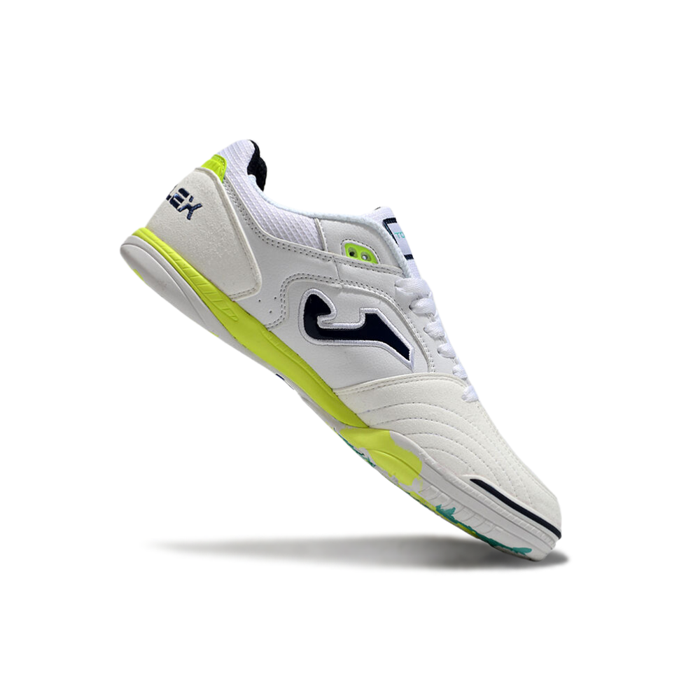 Chuteira Futsal Joma Top Flex Rebound IC Branca, Amarelo e Azul