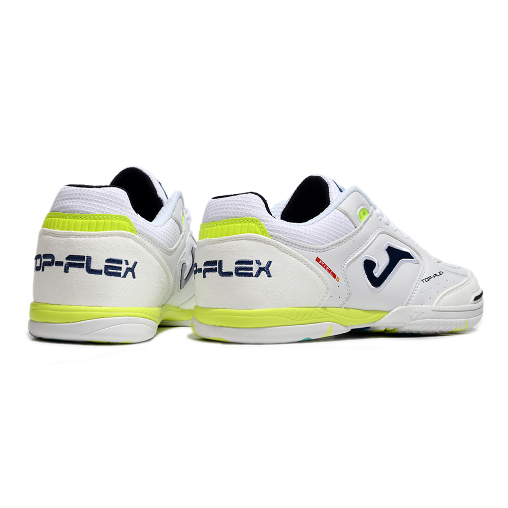 Chuteira Futsal Joma Top Flex Rebound IC Branca, Amarelo e Azul