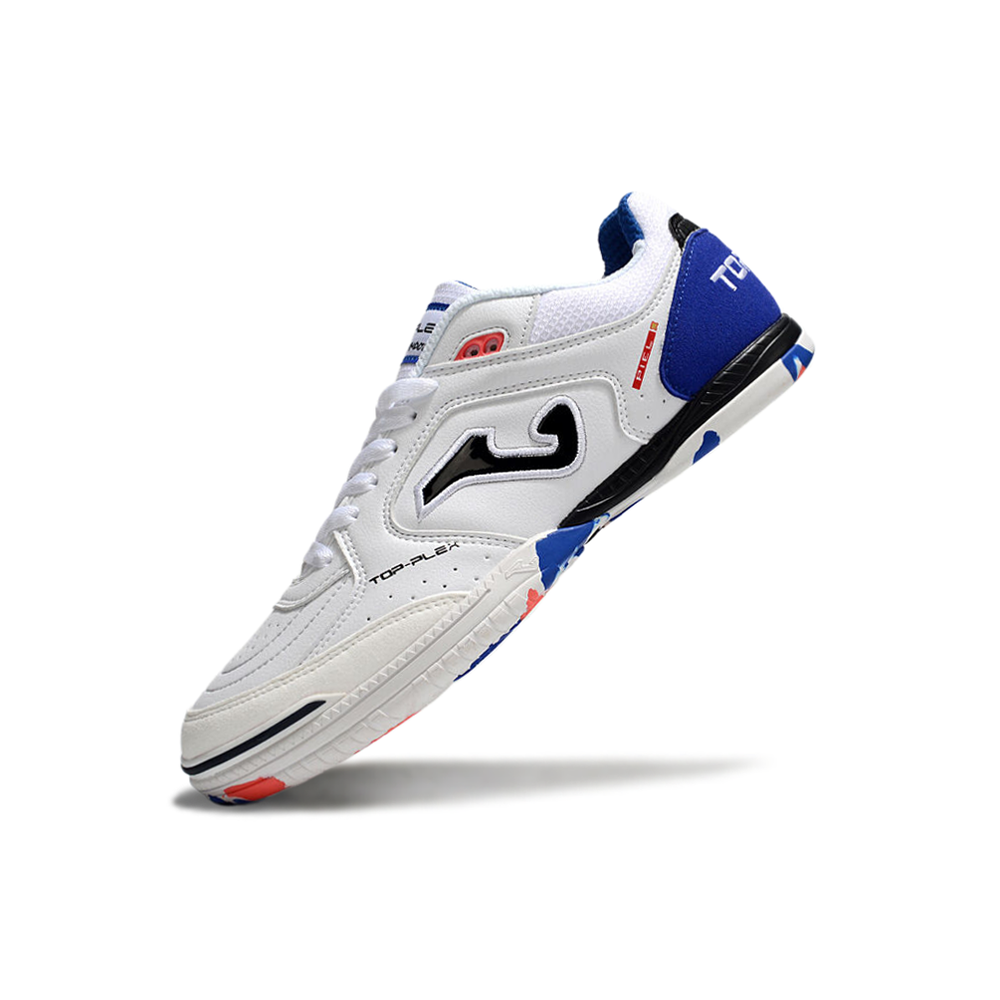 Chuteira Futsal Joma Top Flex Rebound IC Branco, Azul e Rosa