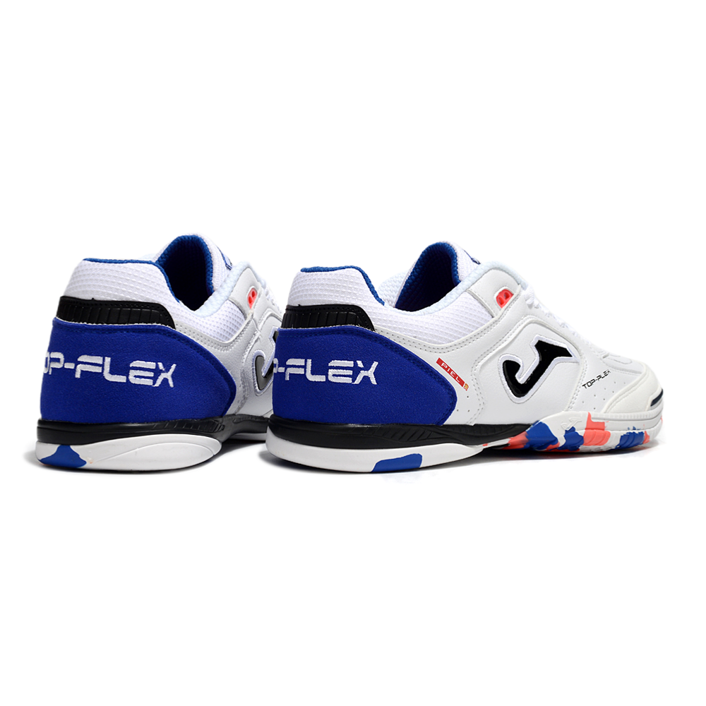 Chuteira Futsal Joma Top Flex Rebound IC Branco, Azul e Rosa
