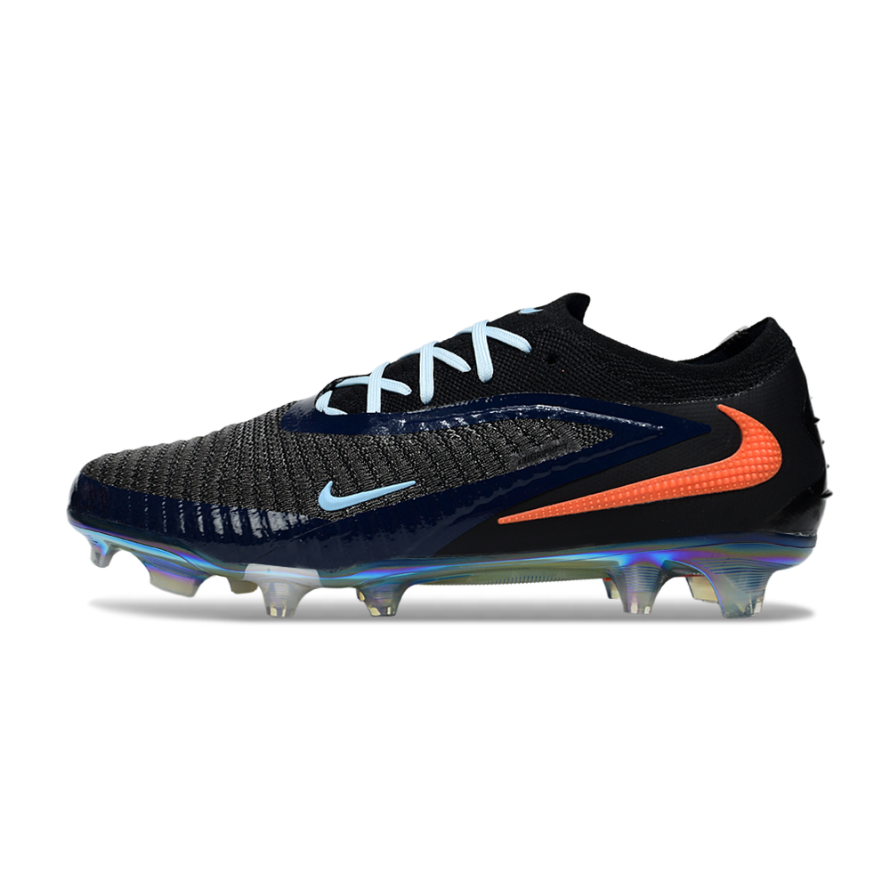 Chuteira Campo Nike Phantom GX 3 Elite FG Preto, Azul e Laranja 