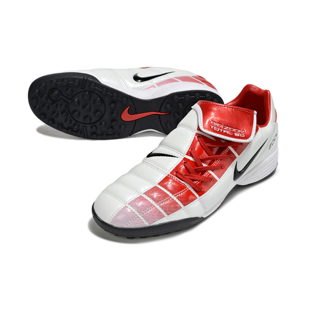Chuteira Society Nike Total 90 TF Branco e Vermelho