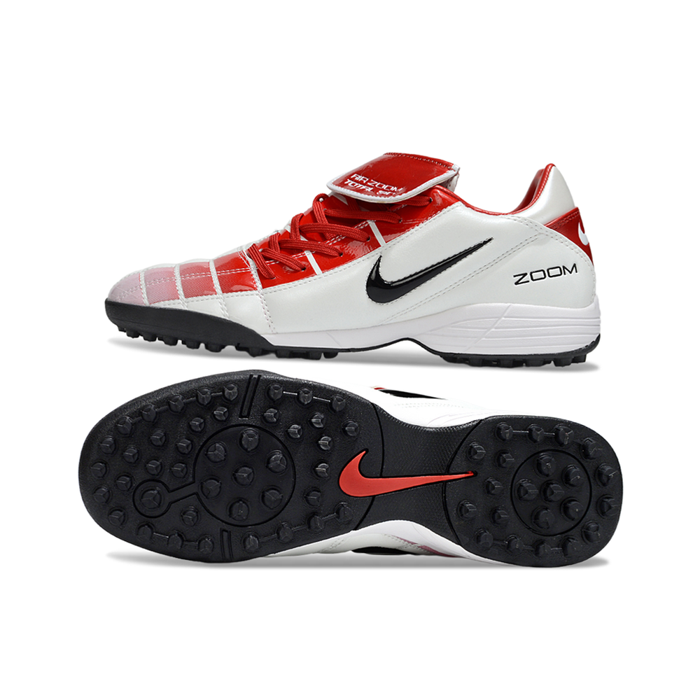Chuteira Society Nike Total 90 TF Branco e Vermelho