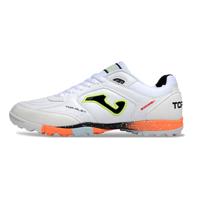 Chuteira Society Joma Top Flex TF Branco, Laranja e Verde