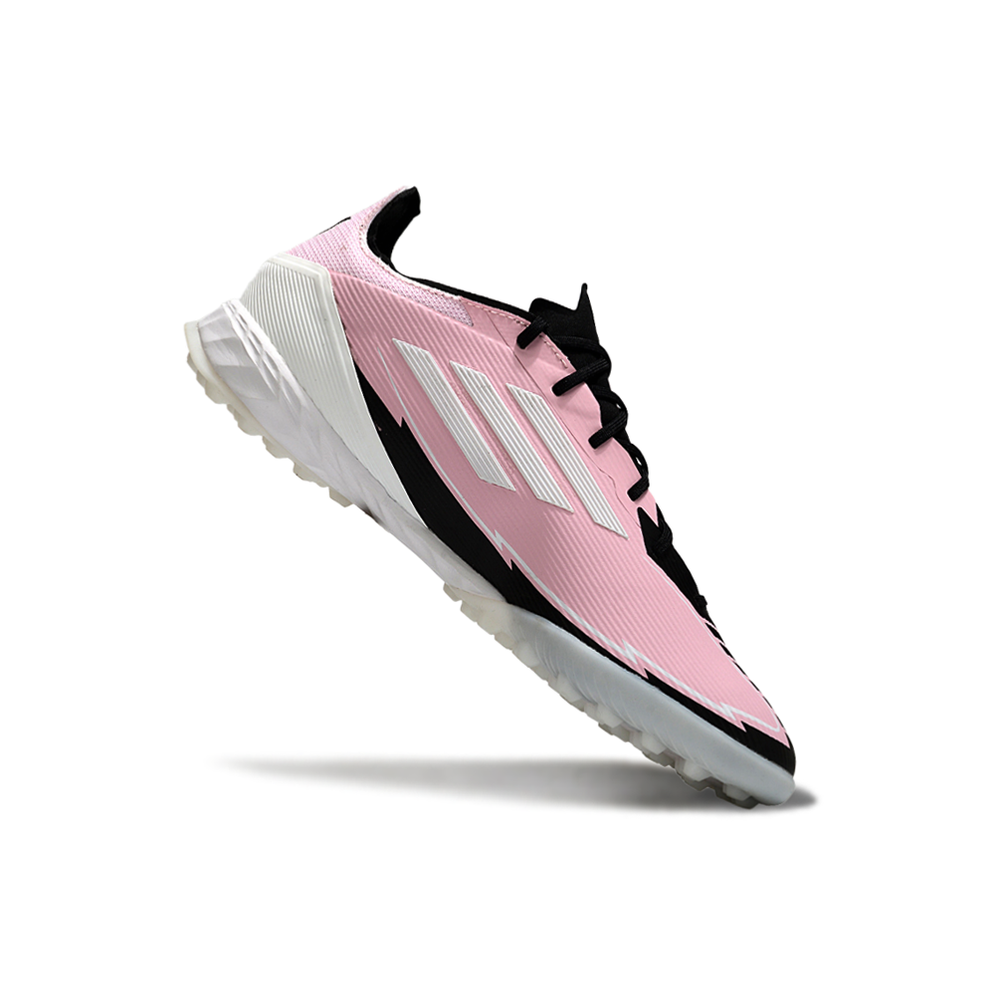 Chuteira Society Adidas F50 TF Rosa, Preto e Branco "Messi"