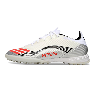 Chuteira Society Adidas F50 TF Branco, Preto e Vermelho