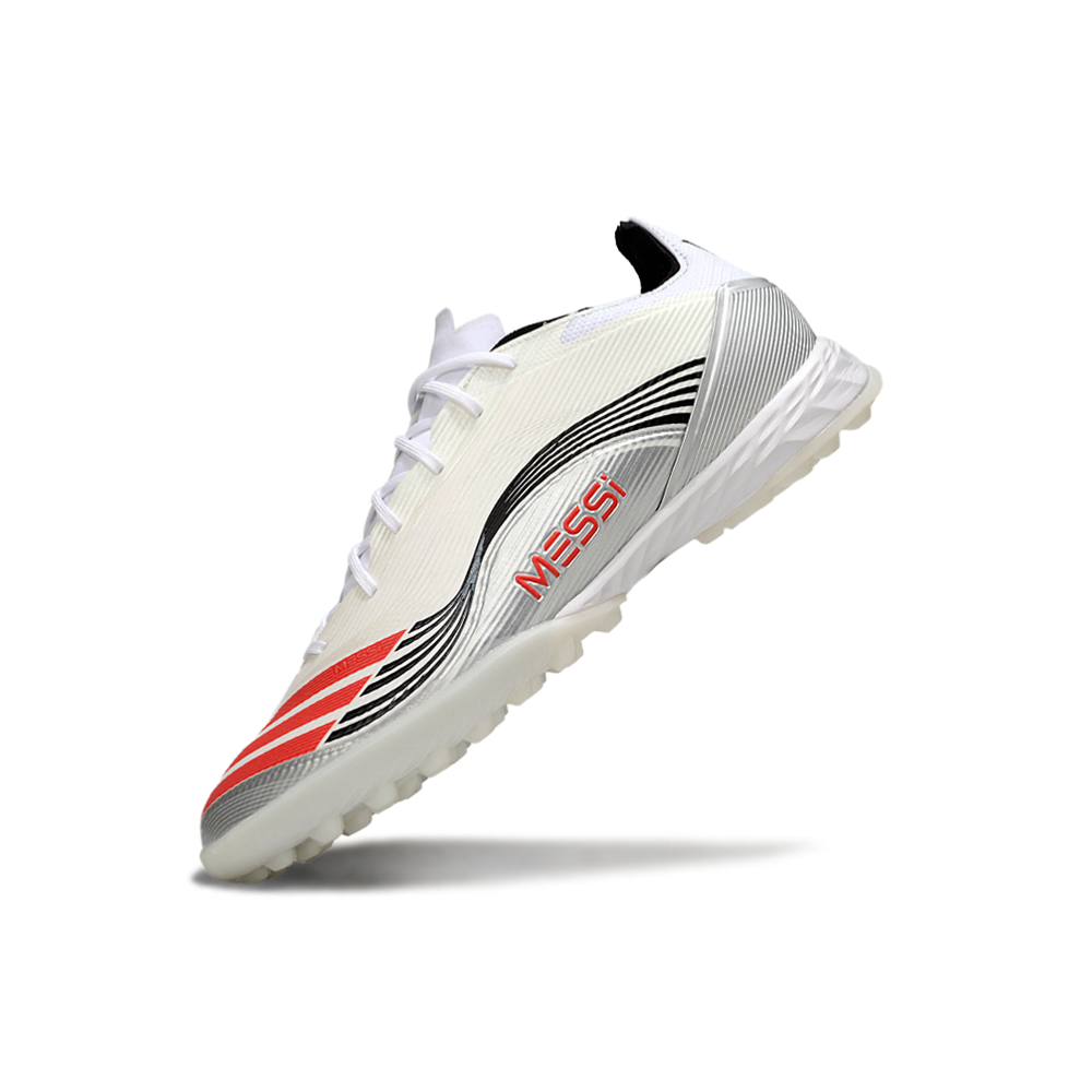 Chuteira Society Adidas F50 TF Branco, Preto e Vermelho
