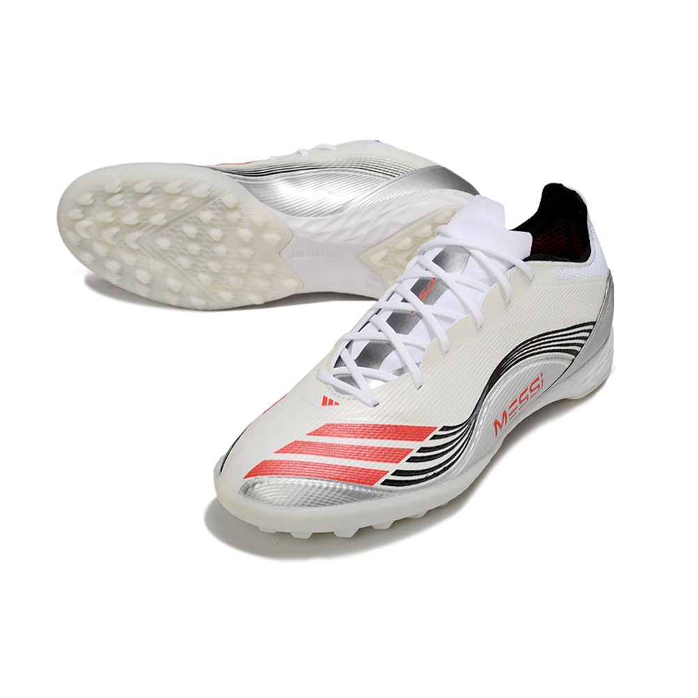 Chuteira Society Adidas F50 TF Branco, Preto e Vermelho