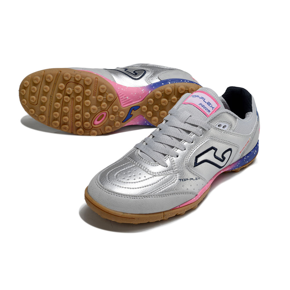 Chuteira Society Joma Top Flex Prata, Rosa e Azul
