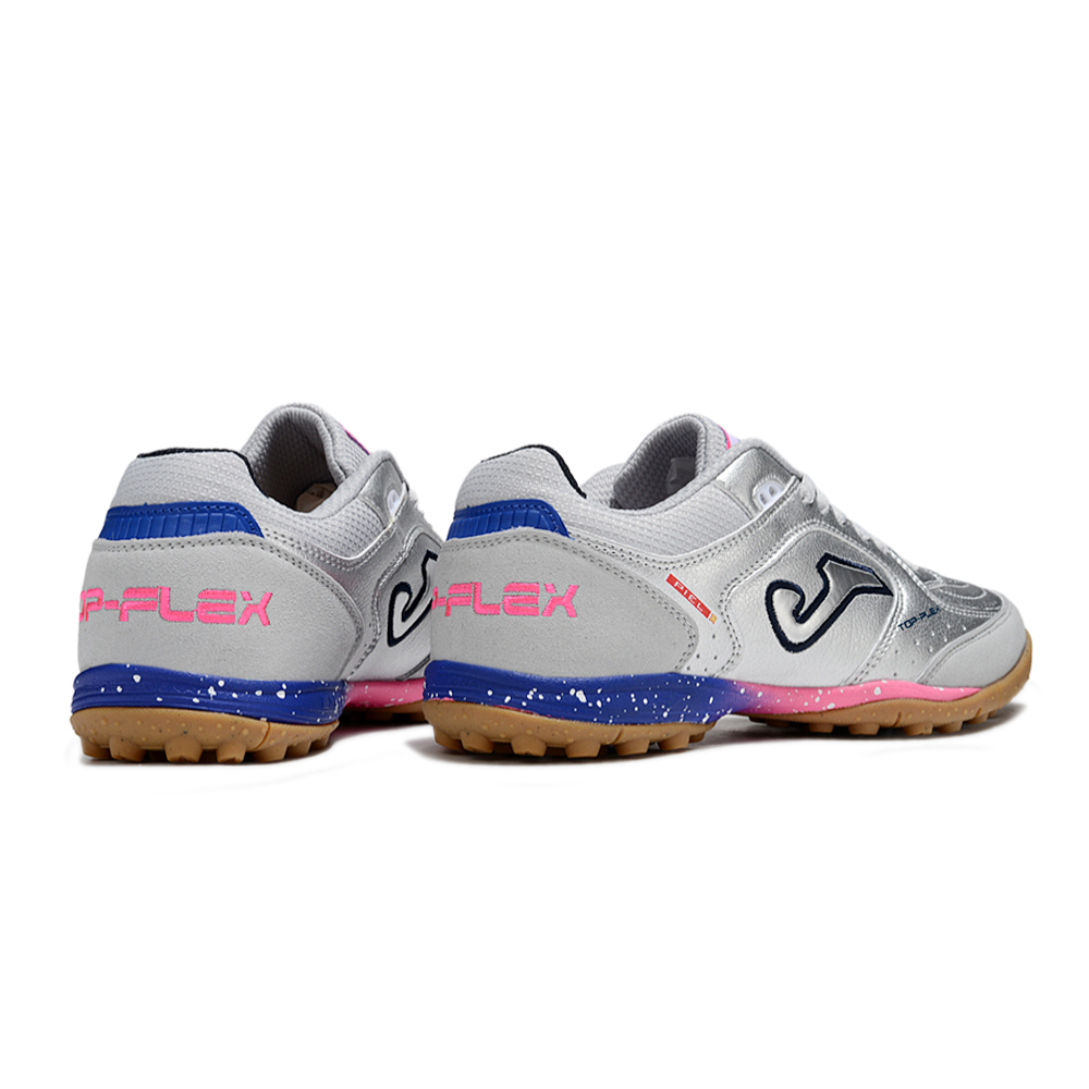 Chuteira Society Joma Top Flex Prata, Rosa e Azul