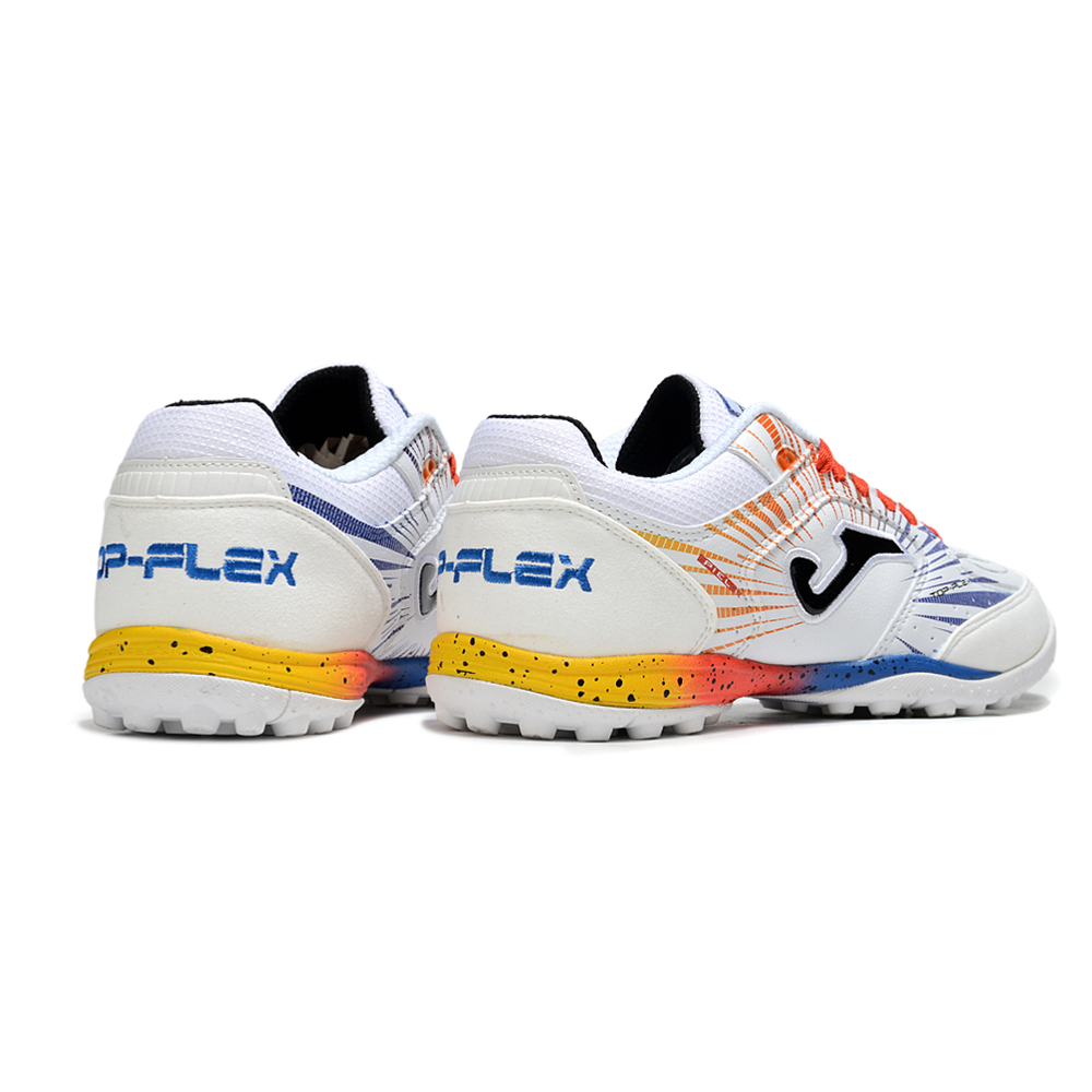 Chuteira Society Joma Top Flex TF Branco, Vermelho e Azul