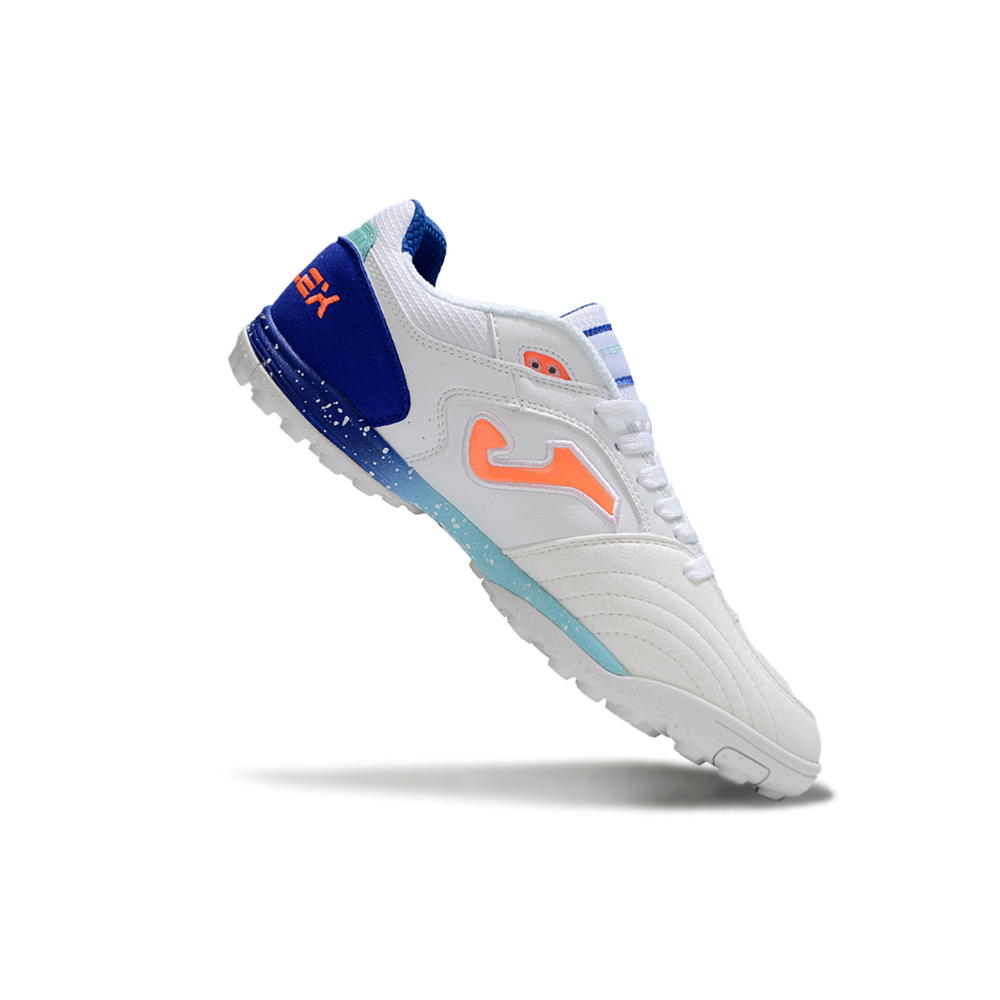 Chuteira Society Joma Top Flex TF Branco e Azul