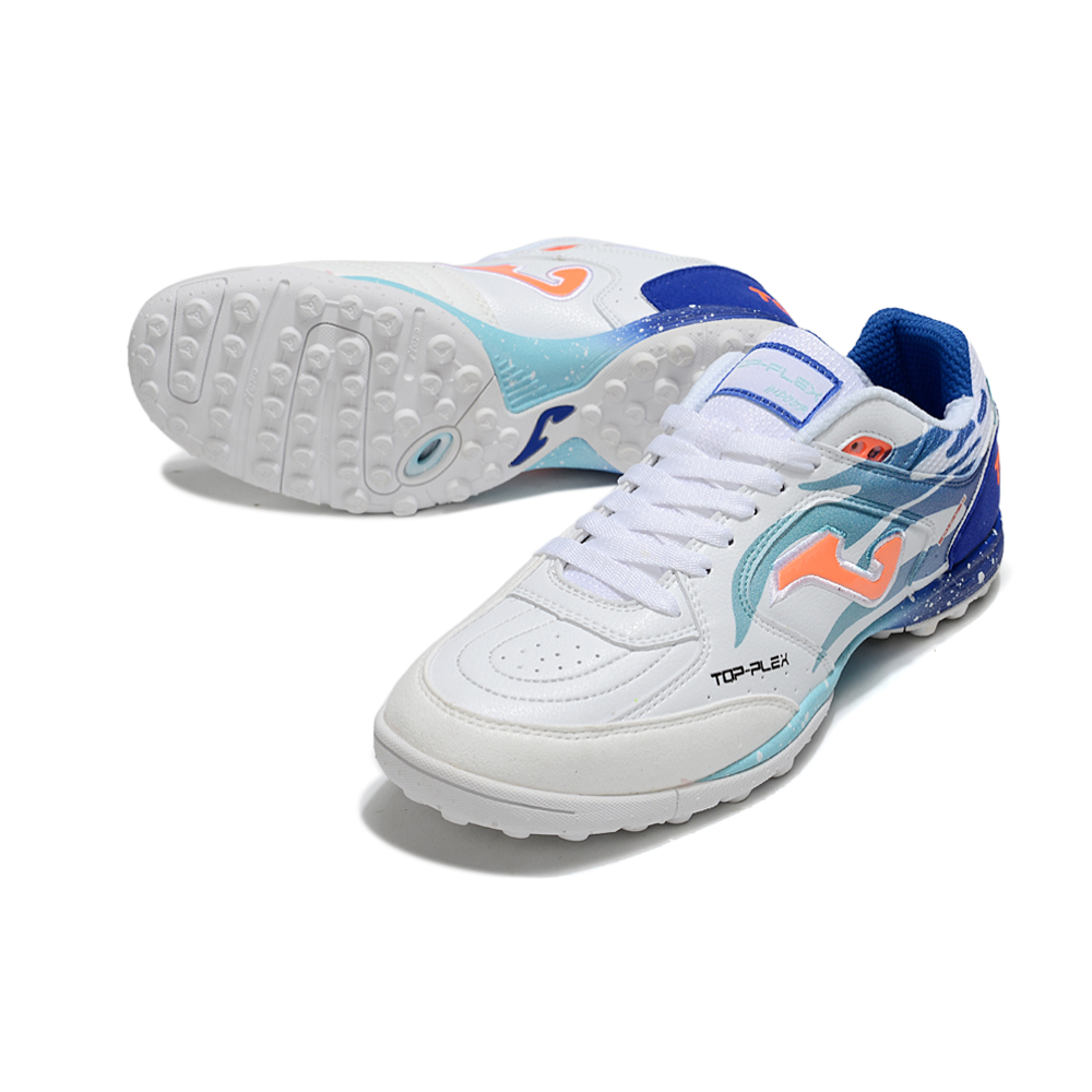 Chuteira Society Joma Top Flex TF Branco e Azul