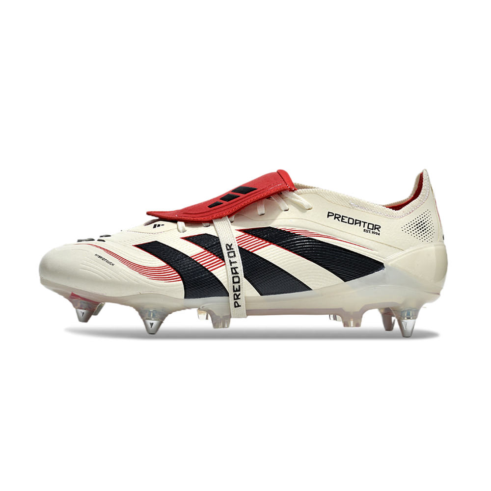 Chuteira Campo Adidas Predator Elite FT 30 Ponta de Aluminio Bege, Vermelha e Preta