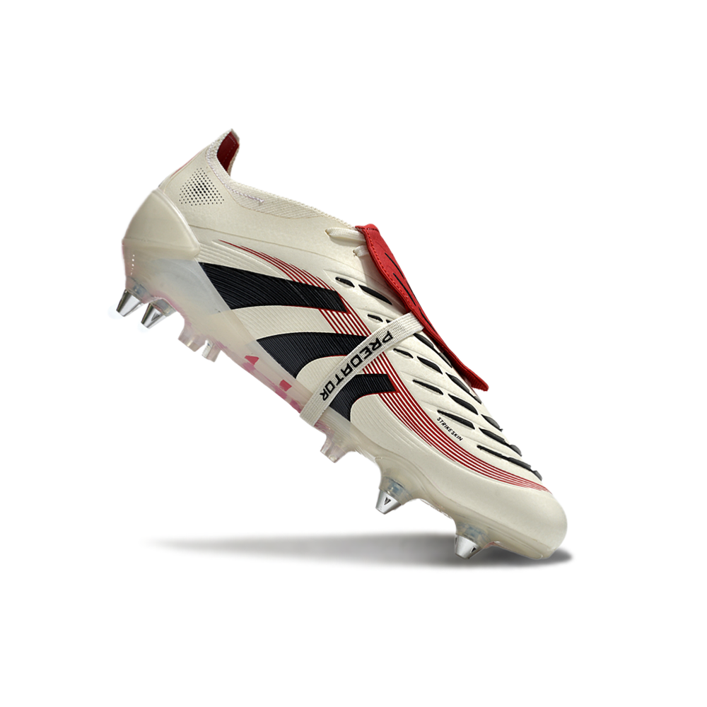 Chuteira Campo Adidas Predator Elite FT 30 Ponta de Aluminio Bege, Vermelha e Preta