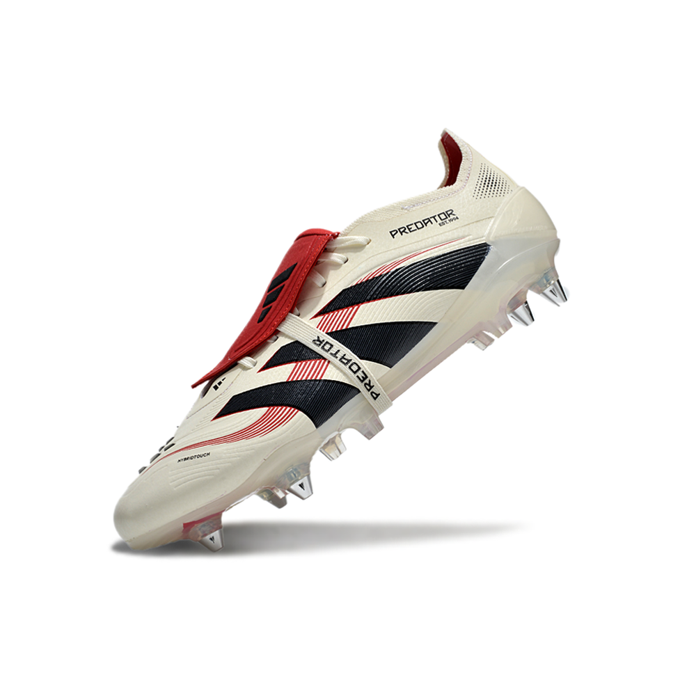 Chuteira Campo Adidas Predator Elite FT 30 Ponta de Aluminio Bege, Vermelha e Preta