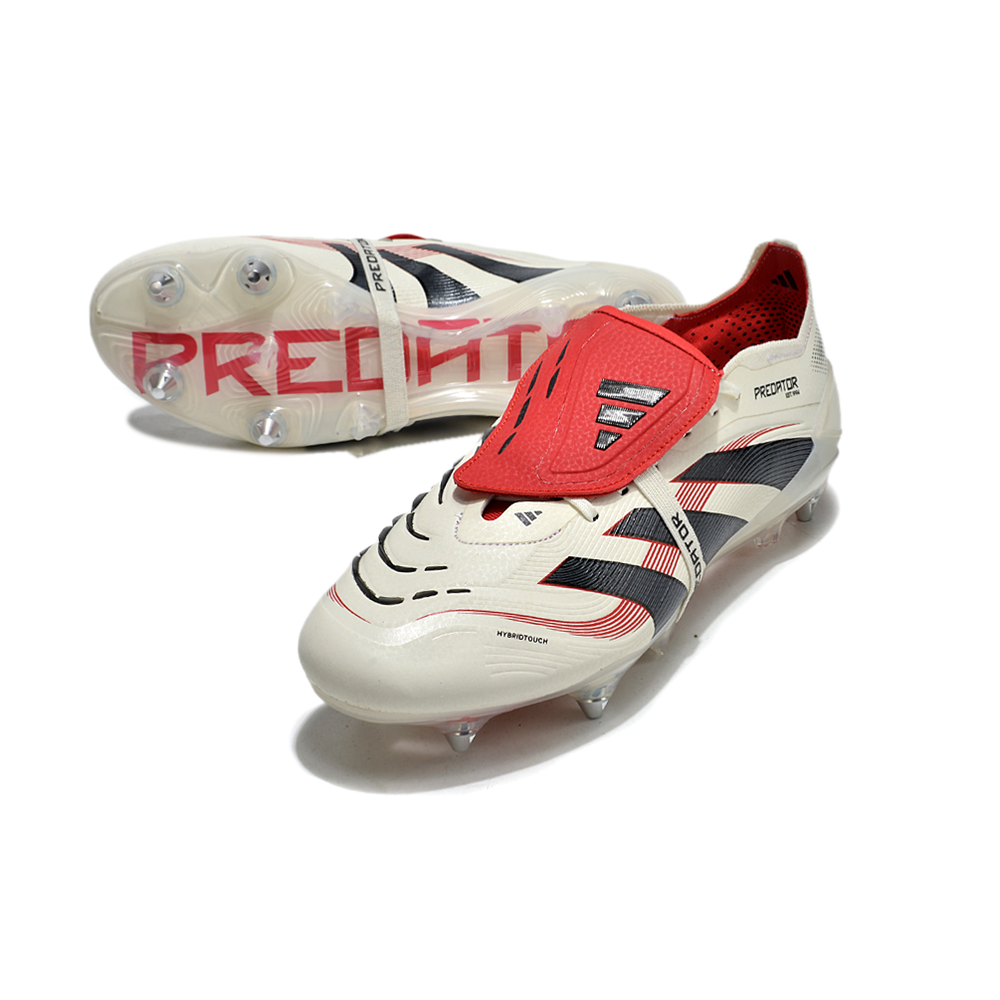 Chuteira Campo Adidas Predator Elite FT 30 Ponta de Aluminio Bege, Vermelha e Preta