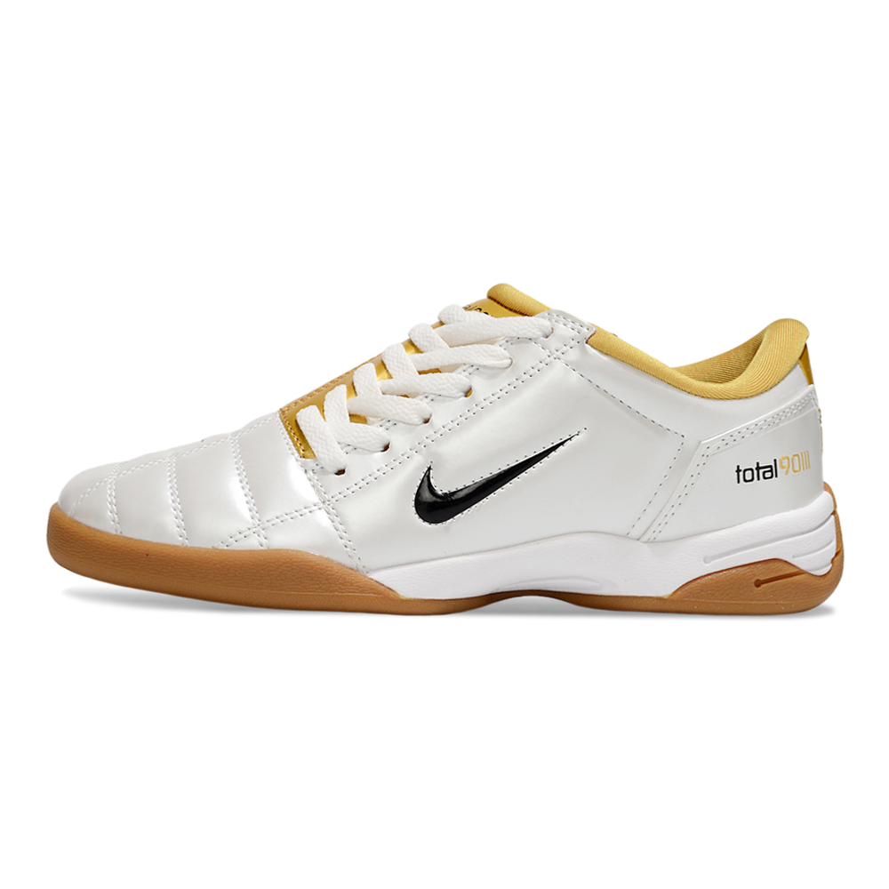 Chuteira Futsal Nike Total 90 IC Branco e Dourado