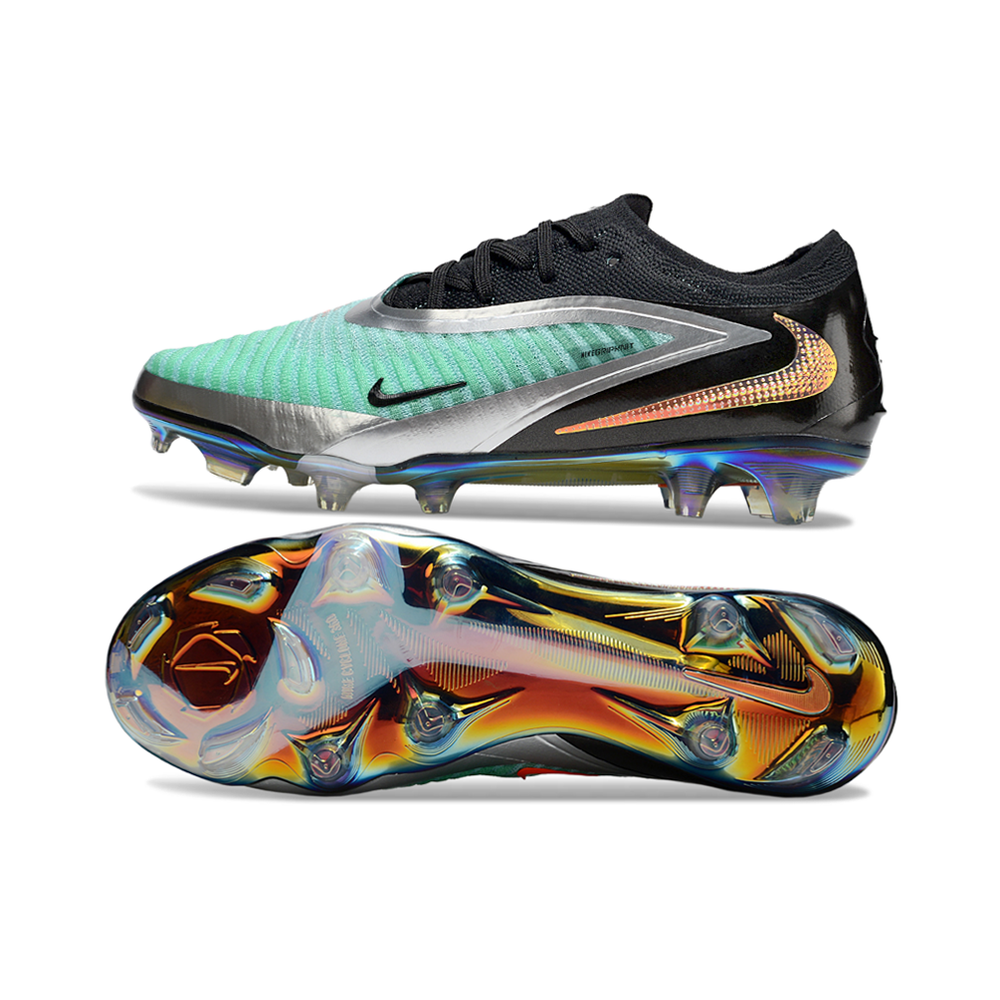 Chuteira Campo Nike Phantom GX 3 Elite FG Preto, Verde e Laranja 