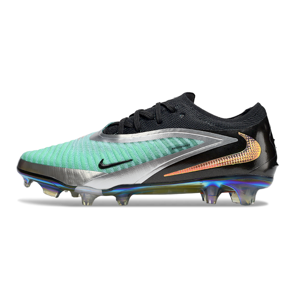 Chuteira Campo Nike Phantom GX 3 Elite FG Preto, Verde e Laranja 