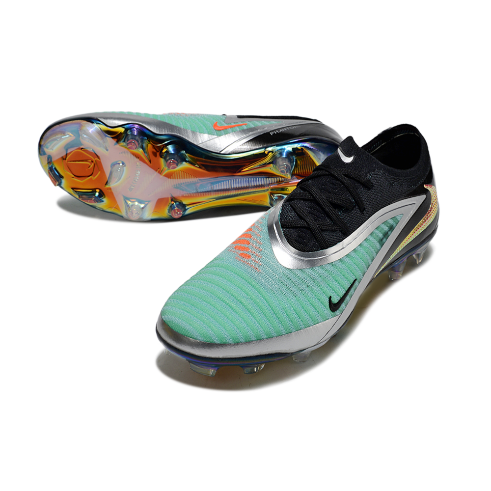 Chuteira Campo Nike Phantom GX 3 Elite FG Preto, Verde e Laranja 