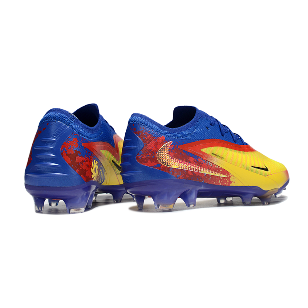 Chuteira Campo Nike Phantom GX 3 Elite FG Azul, Vermelho e Amarelo