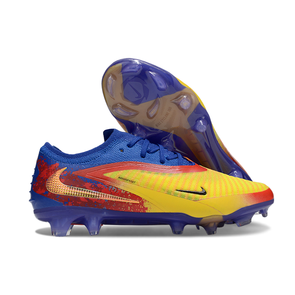 Chuteira Campo Nike Phantom GX 3 Elite FG Azul, Vermelho e Amarelo