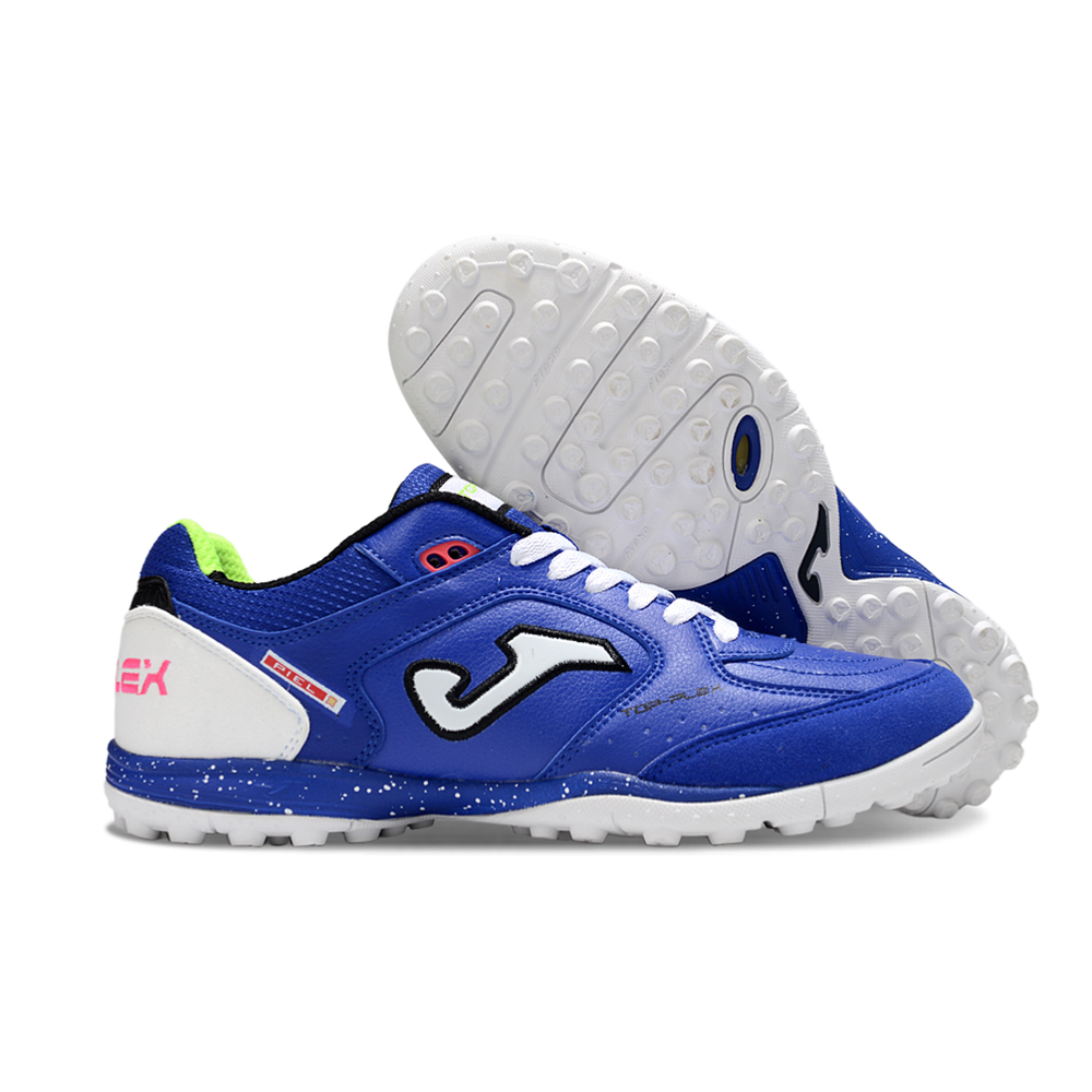 Chuteira Society Joma Top Flex TF Azul e Branco