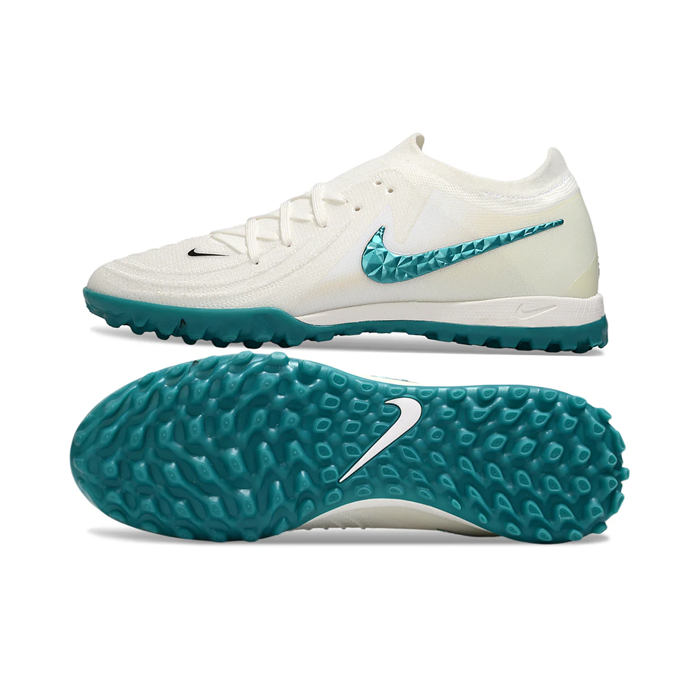 Chuteira Society Nike Phantom GX2 Elite TF Branca e Verde 