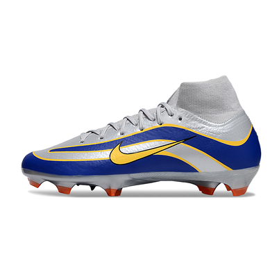 Chuteira Campo Nike Air Zoom Mercurial Surperfly 10 Elite FG Prata, Azul e Amarelo