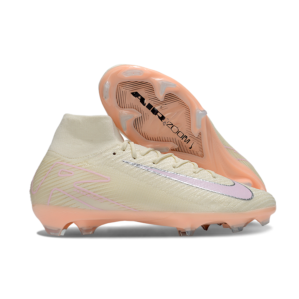 Chuteira Campo Nike Air Zoom Mercurial Superfly 10 Elite FG Branco e Rosa