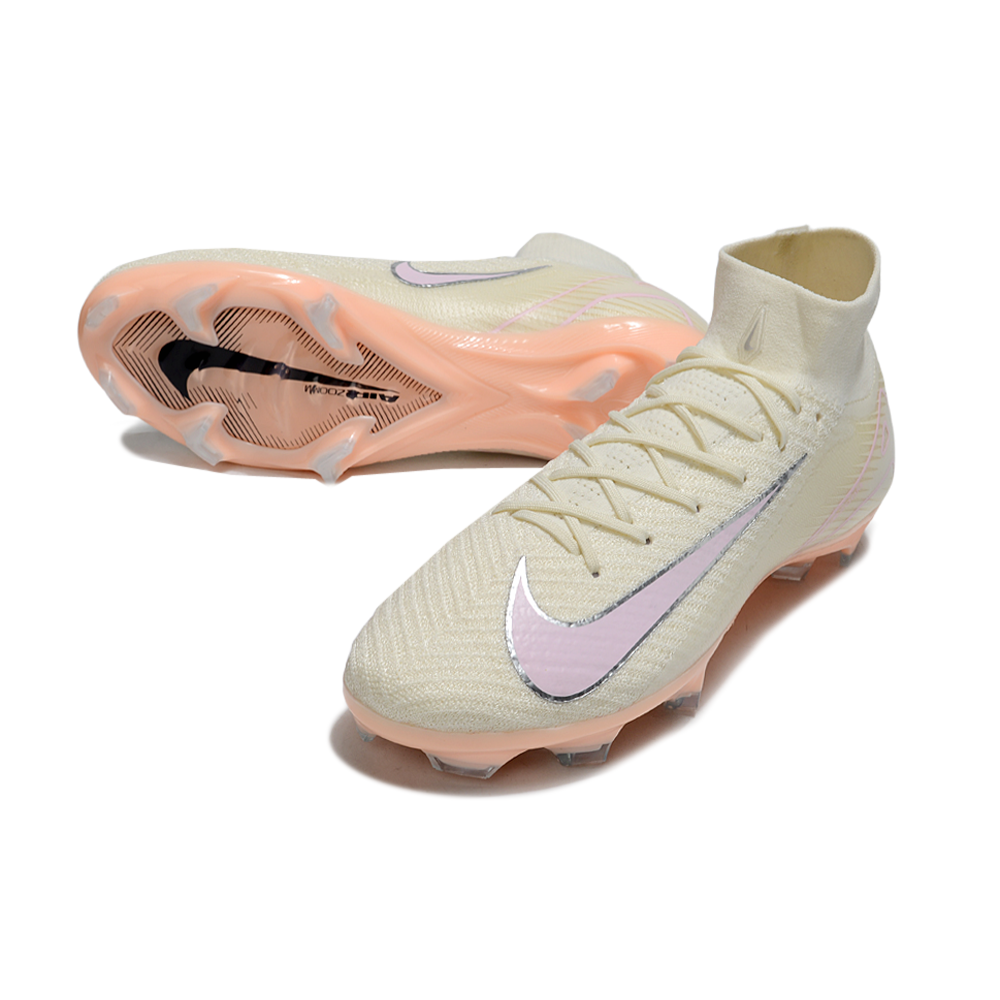 Chuteira Campo Nike Air Zoom Mercurial Superfly 10 Elite FG Branco e Rosa