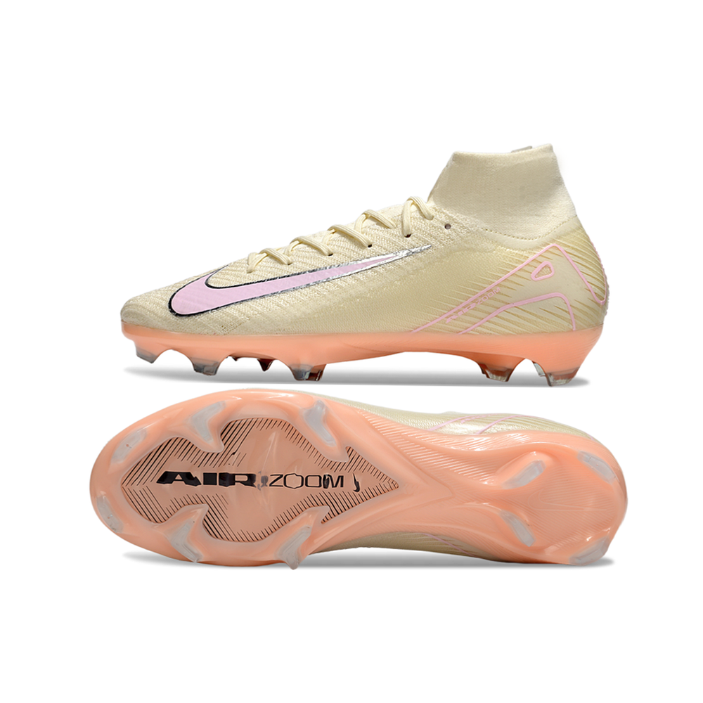 Chuteira Campo Nike Air Zoom Mercurial Superfly 10 Elite FG Branco e Rosa