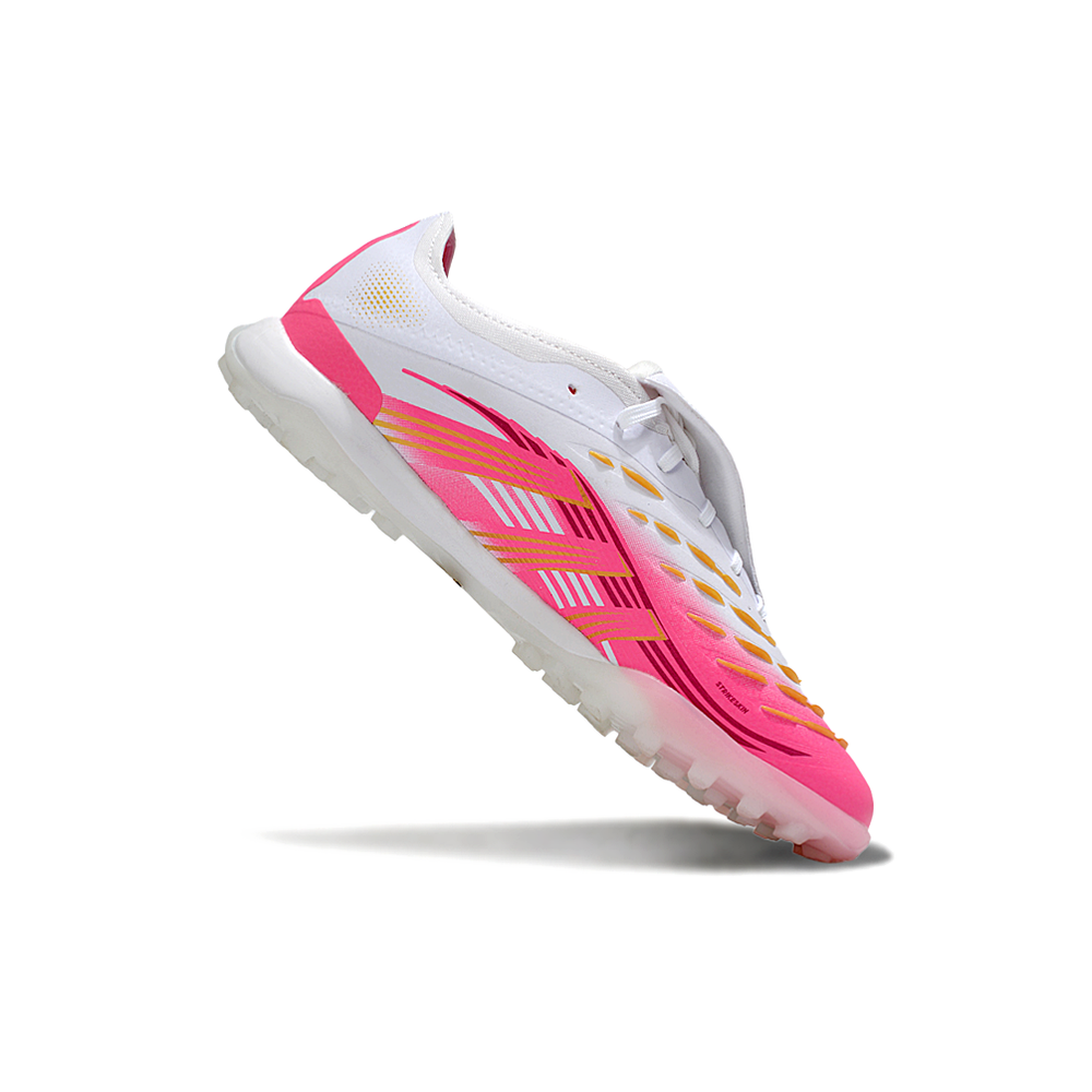 Chuteira Society Adidas Predator League Elite TF Branco e Rosa