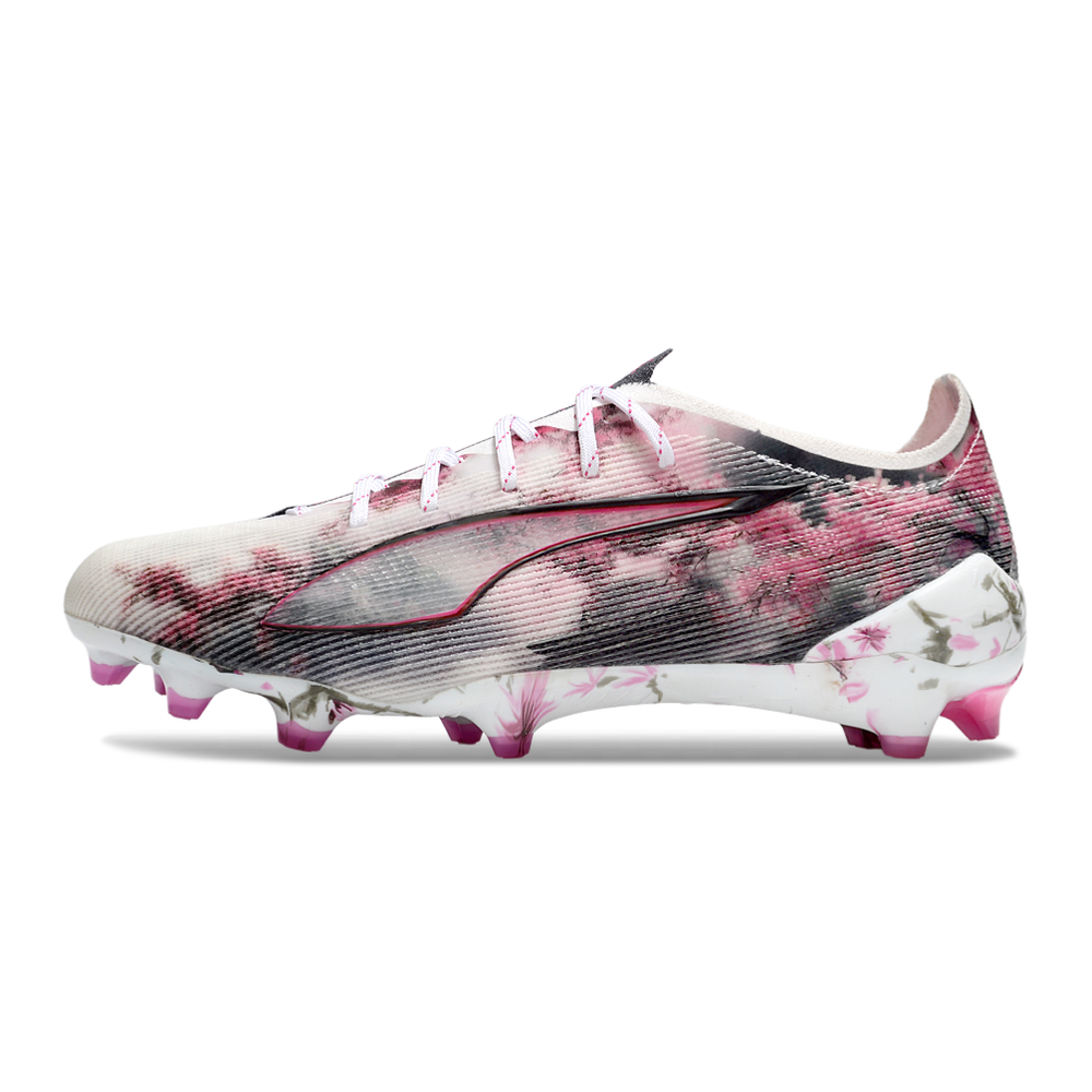 Chuteira Campo Puma Ultra 5 Ultimate FG Branco, Rosa e Preto