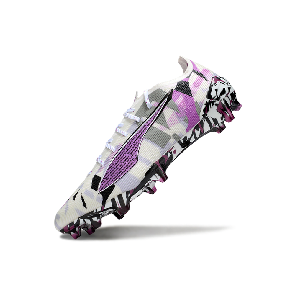 Chuteira Campo Puma Ultra 5 Ultimate FG Branco, Rosa e Preto