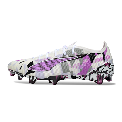 Chuteira Campo Puma Ultra 5 Ultimate FG Branco, Rosa e Preto