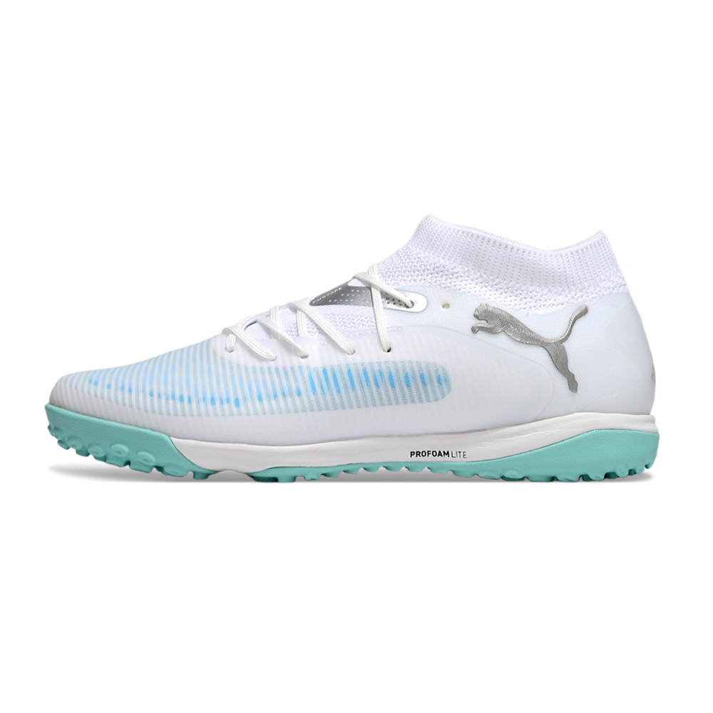 Chuteira Society Puma Future 8 TF Branco e Azul