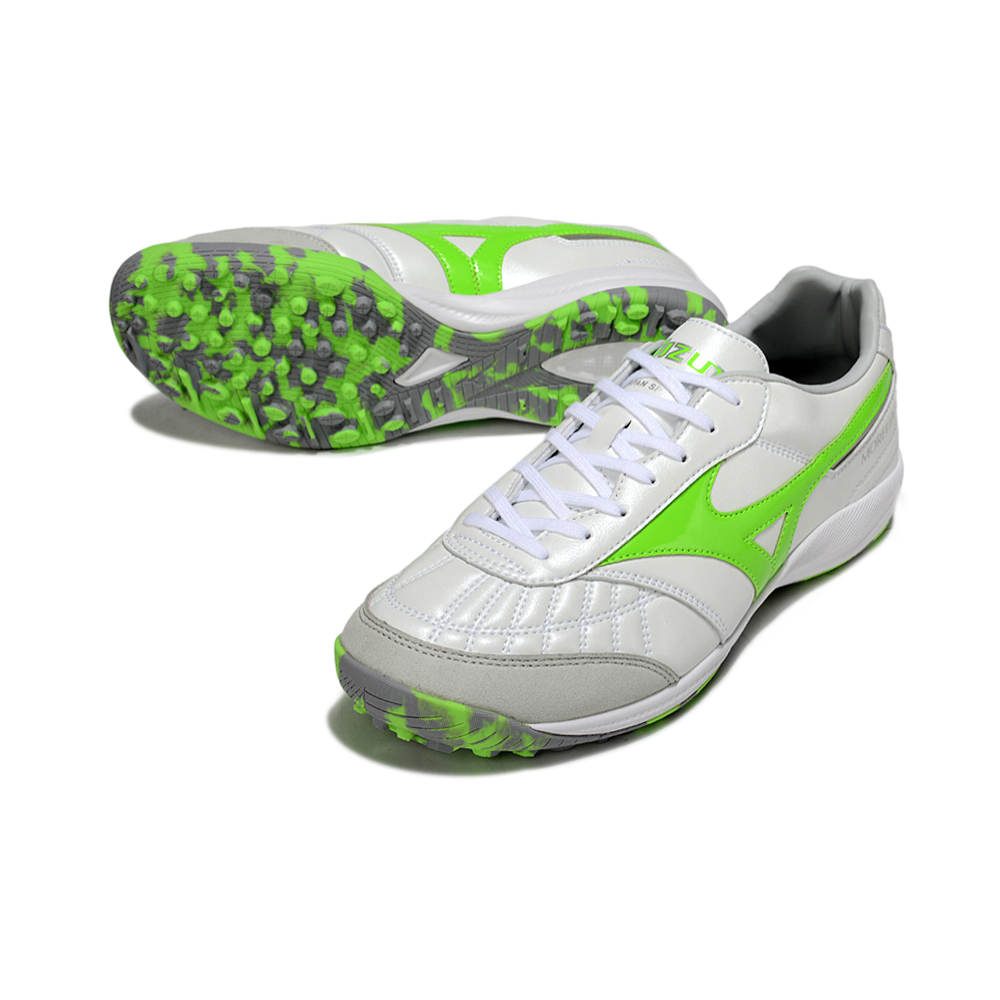 Chuteira Society Mizuno Morelia Neo 4 TF Branco e Verde