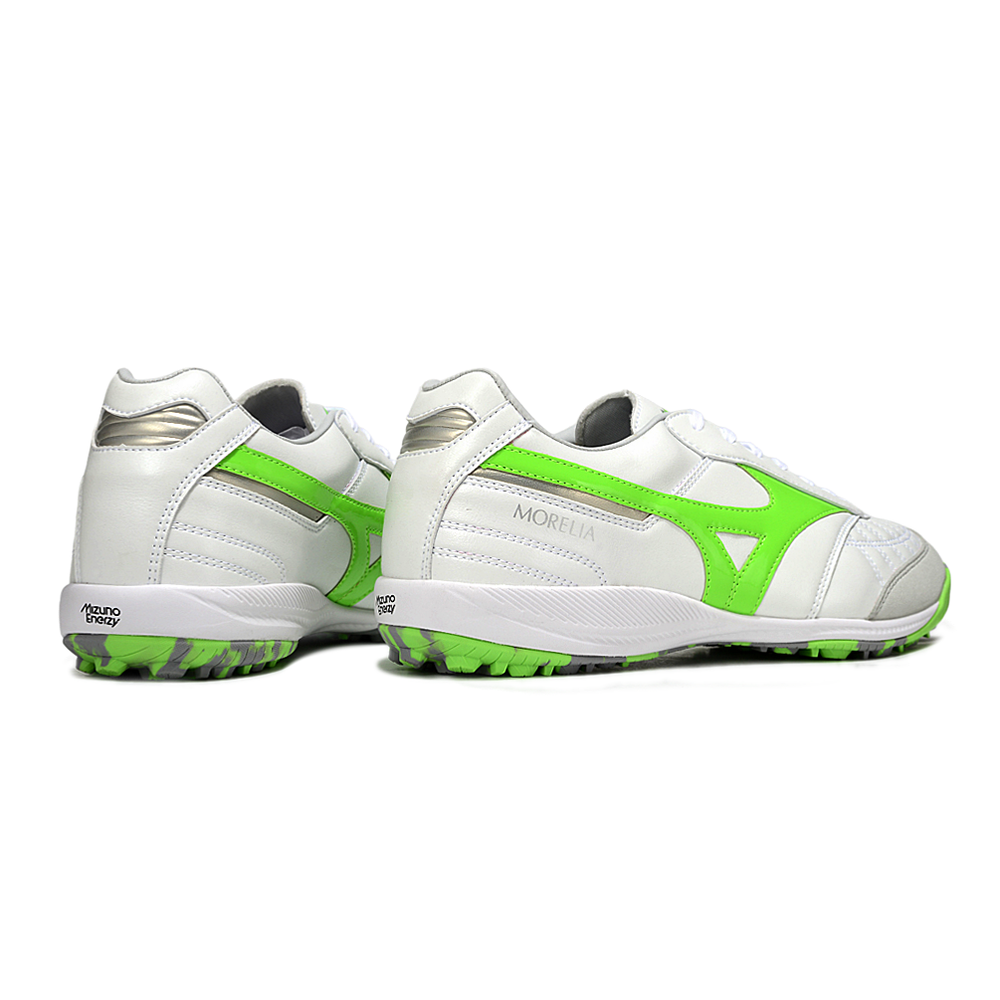 Chuteira Society Mizuno Morelia Neo 4 TF Branco e Verde