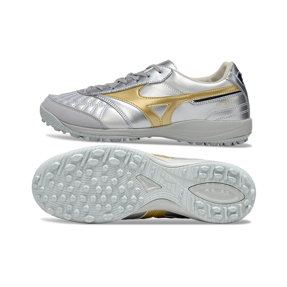 Chuteira Society Mizuno Morelia Neo 4 TF ''Platinum'' Prata