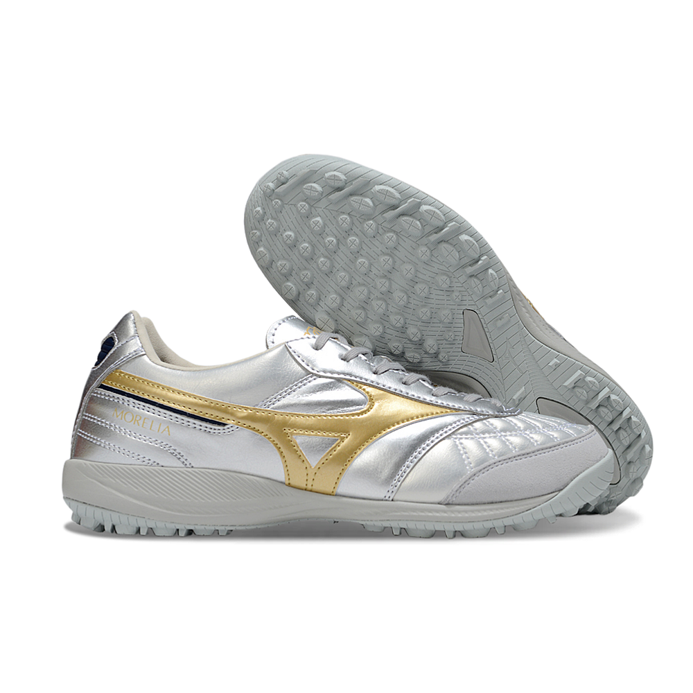 Chuteira Society Mizuno Morelia Neo 4 TF ''Platinum'' Prata