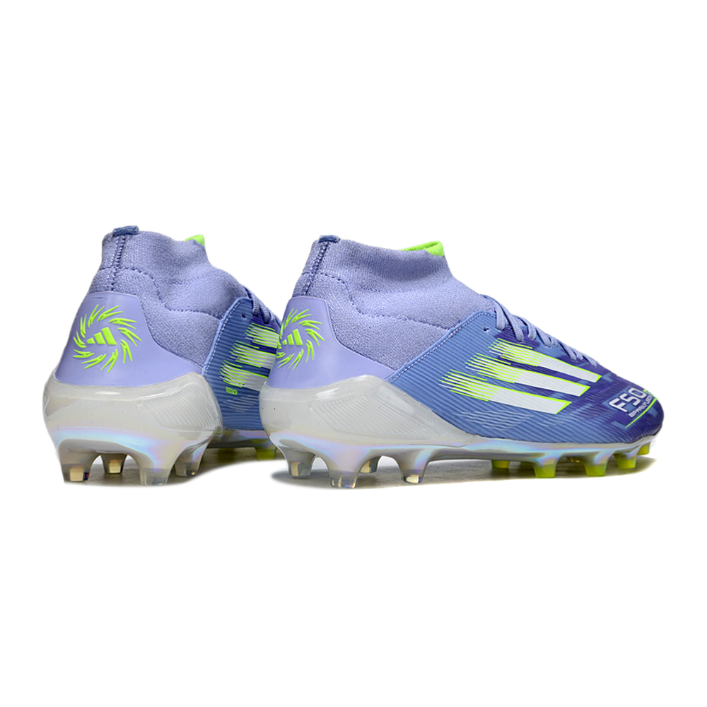 Chuteira Campo Adidas F50 Cano Médio FG Roxa e Azul