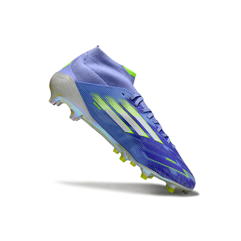 Chuteira Campo Adidas F50 Cano Médio FG Roxa e Azul
